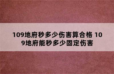 109地府秒多少伤害算合格 109地府能秒多少固定伤害